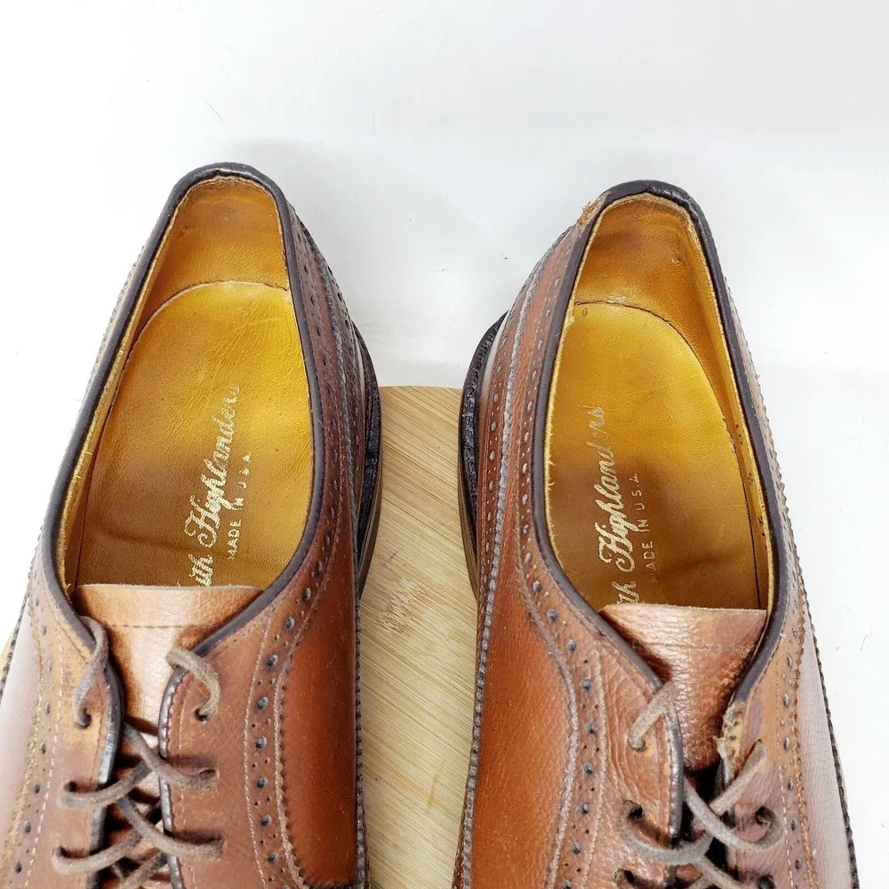 Keith Highlander Shoes Mens 10 Brown‎ Leather Wingtip Longwing Full Brogue Derby